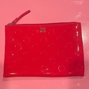 Kate Spade Red Patent Leather Circle Pattern Pouch